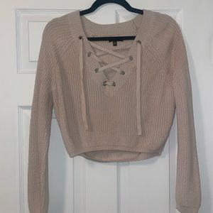 medium blush pink kendall and kylie cropped sweater